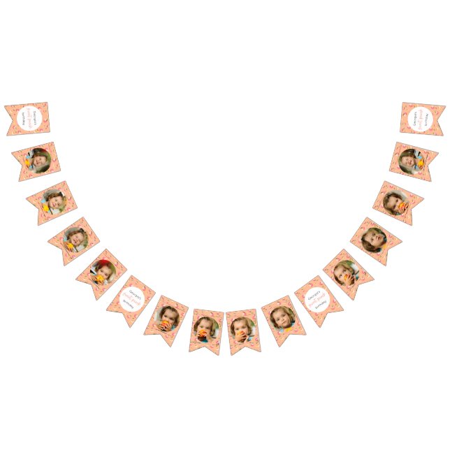 Sweet Peach Birthday 12 Month Photo Milestone Bunting Flags (All)