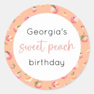 Sweet Peach Birthday Classic Round Sticker