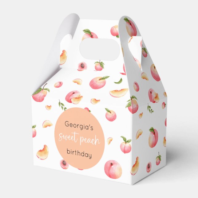 Sweet Peach Birthday Favor Box (Front Side)
