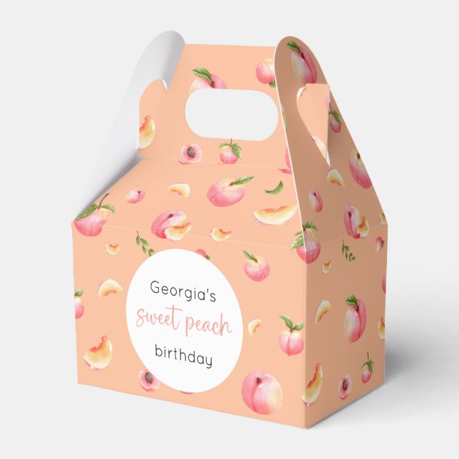 Sweet Peach Birthday Favor Box (Front Side)
