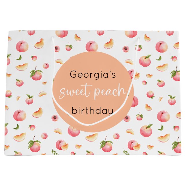 Sweet Peach Birthday Large Gift Bag (Front)