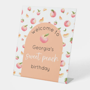 Sweet Peach Birthday Welcome Pedestal Sign