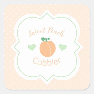 Sweet Peach Cobbler Elegant Baby Shower Square Sticker