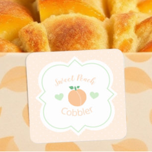Sweet Peach Cobbler Elegant Baby Shower Square Sticker