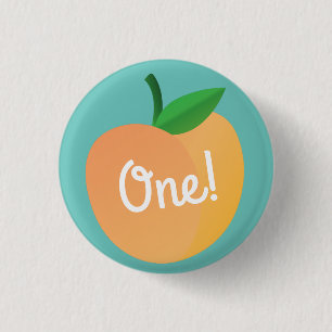 Sweet Peach Cute Fruit 1st Birthday Party Theme 1 Inch Round Button