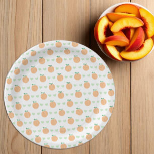 Sweet Peach Elegant Baby Shower Paper Plate