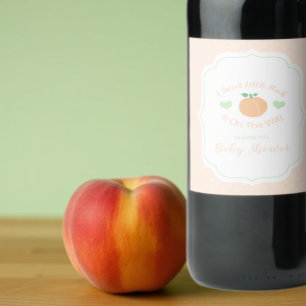 Sweet Peach Elegant Baby Shower Wine Label