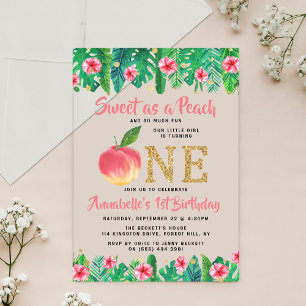 Sweet Peach Girls 1st Birthday Acrylic Invitations