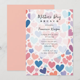 Sweet Peach Hearts Mothers Day Brunch Invitation