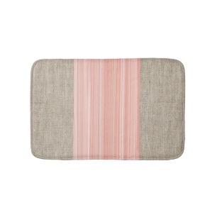 Sweet peach orange burlap print stripes mat