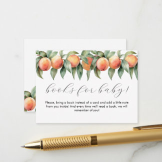 Sweet Peach Watercolor Baby Shower Books For Baby Enclosure Card