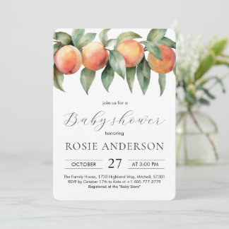 Sweet Peach Watercolor Baby Shower Invitation