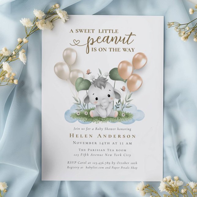 Sweet Peanut on the Way Neutral Baby Shower Invitation (Creator Uploaded)