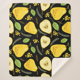 Sweet Pears: Overlapping Fruit Design Sherpa Blanket