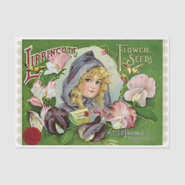 Sweet Peas 1908 Flower Seed Catalogue Tissue Paper (Front)