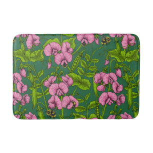 Sweet peas and bumblebees 3 bath mat