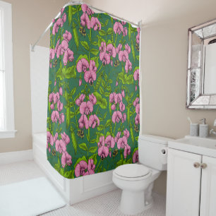 Sweet peas and bumblebees, green and pink
