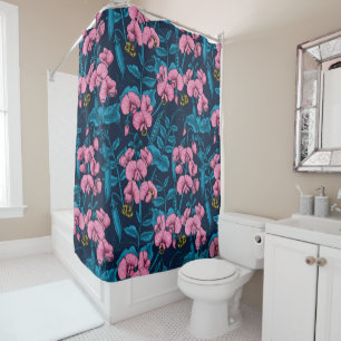 Sweet peas and bumblebees, pink and blue