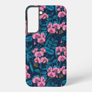 Sweet peas and bumblebees, pink and blue samsung galaxy case