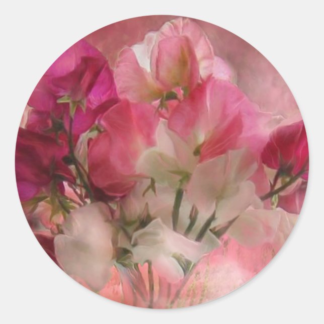 Sweet Peas Art Magnet Classic Round Sticker (Front)