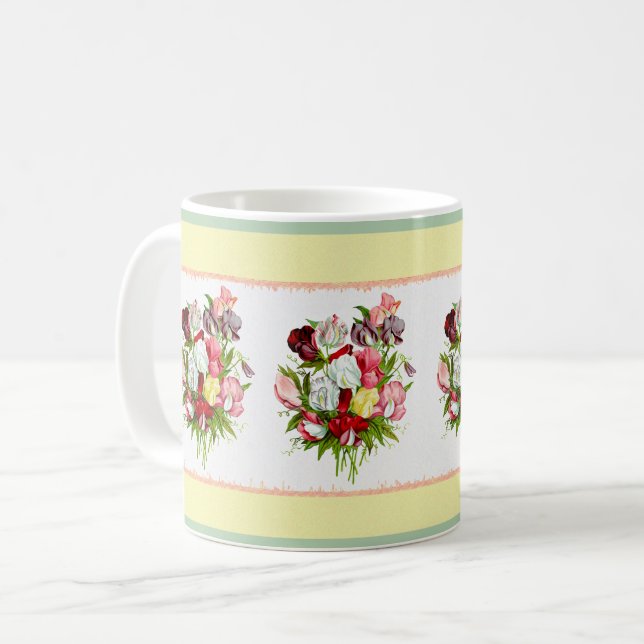 Sweet Peas Bouquet Coffee Mug (Front Left)