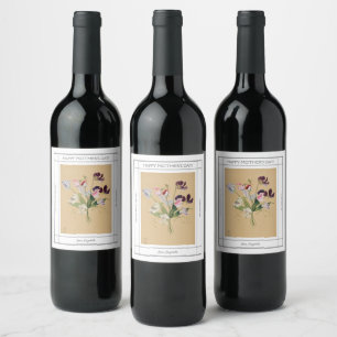 Sweet Peas Flowers Vintage Happy Mother’s Day Wine Label