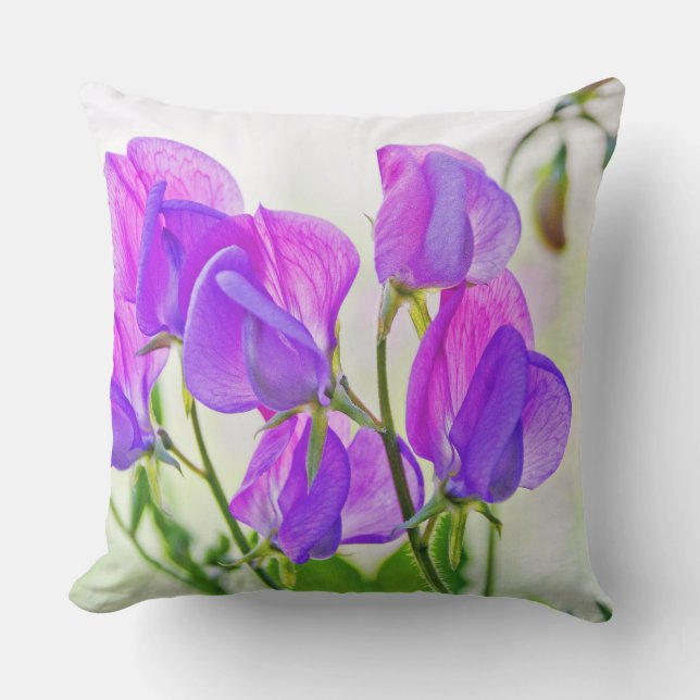Sweet Peas From The Garden Outdoor Pillow (Front)