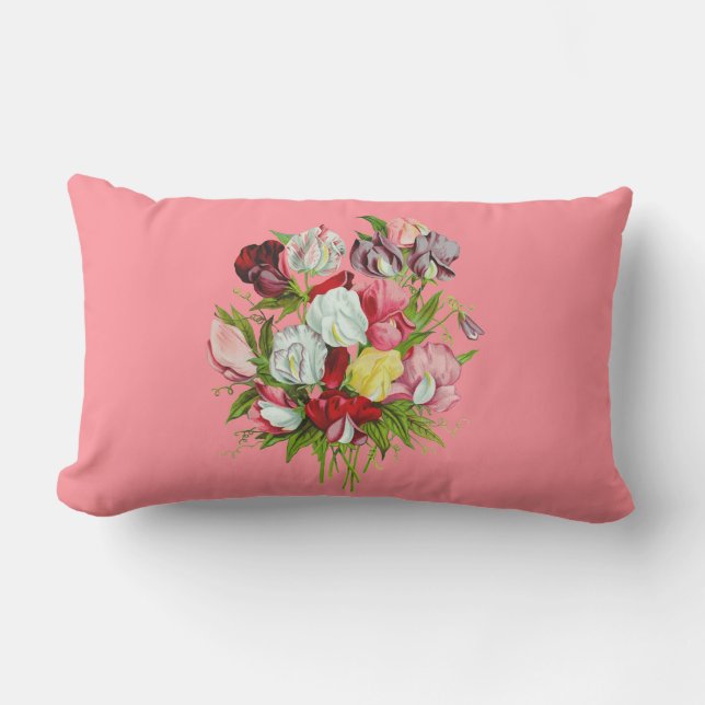 Sweet Peas Full Colour Outdoor  Lumbar Pillow (Front)