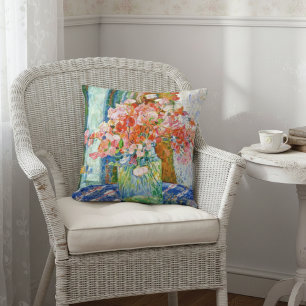 Sweet Peas Glass Jar Theo van Rysselberghe Throw Pillow