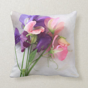 Sweet peas on textured paper throw pillow