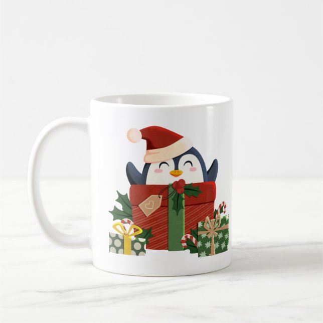 Sweet penguin wishes merry Christmas Coffee Mug (Left)