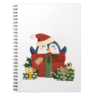Sweet penguin wishes merry Christmas postcard Notebook