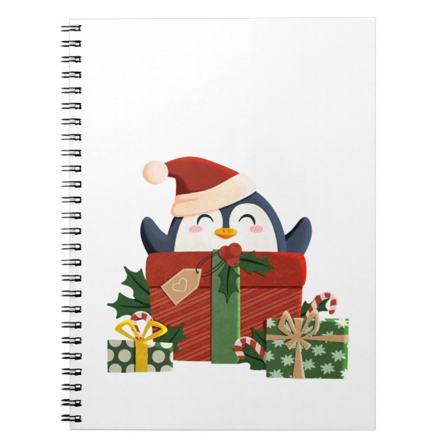Sweet penguin wishes merry Christmas postcard Notebook (Front)