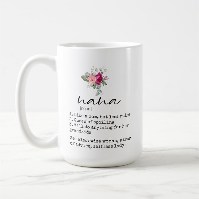 Sweet Peonies Nana Definition 15oz Coffee Mug (Left)