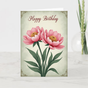 Sweet Peony Birthday Card