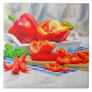 Sweet pepper still life tile