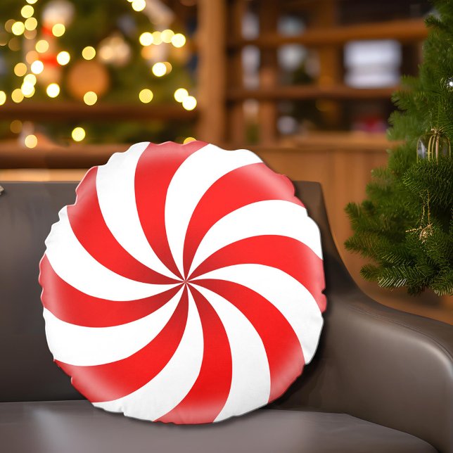 Sweet Peppermint Candy Pillow (Festive Peppermint Candy Swirl Pillow Decor for the Holidays!)