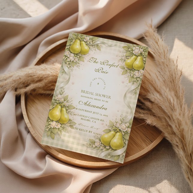 Sweet Perfect Pair Pear Bridal Shower Invitation (Creator Uploaded)