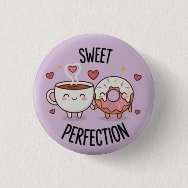 Sweet Perfection Kawaii Coffee & Doughnut Pin Butt (Front)