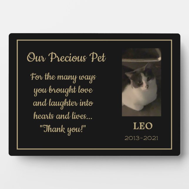 Sweet Pet Memorial custom tabletop plaque (Front)