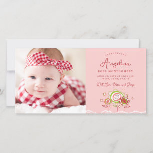 Sweet Petite Pink Blossoms Baby Girl Photo Birth Announcement