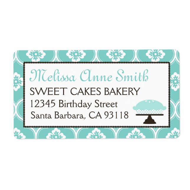 Sweet Pie Business Shipping Label Turquoise (Front)