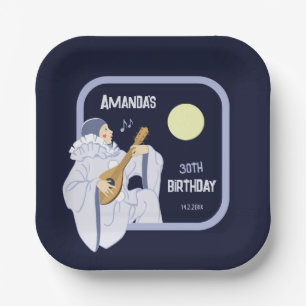 Sweet Pierrot clown playing lute CC1271 birthday Paper Plate