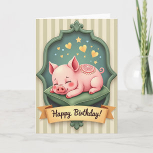 Sweet Piglet Birthday Card