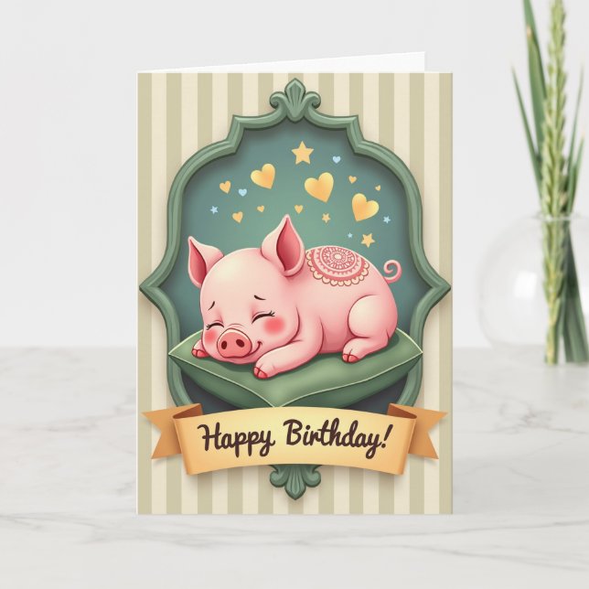 Sweet Piglet Birthday Card (Front)