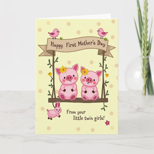 Sweet Piglets Mothers Day Card (Front)