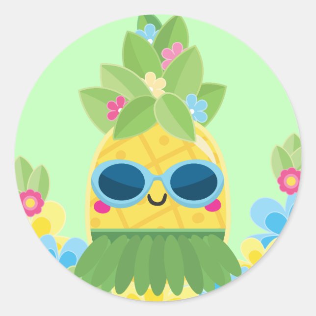 Sweet Pineapple Girls Ms Onederful First Birthday  Classic Round Sticker (Front)
