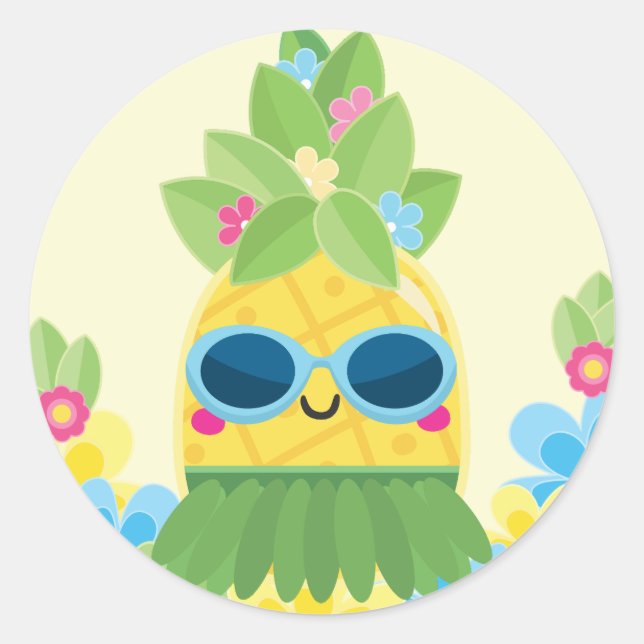 Sweet Pineapple Girls Ms Onederful First Birthday  Classic Round Sticker (Front)
