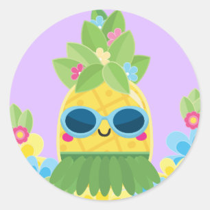 Sweet Pineapple Girls Ms Onederful First Birthday Classic Round Sticker