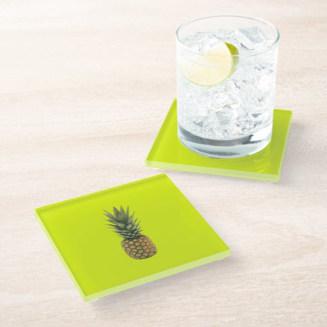 Sweet Pineapple Glass Coaster (Angled)
